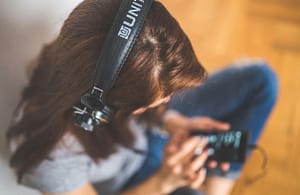wearing headphones